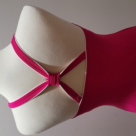 LANDS END BRIGHT NEON PINK BARBIECORE ACTIVEWEAR MINI SKIRT SET SZ 12 TOP SZ 8 - Picture 6 of 13